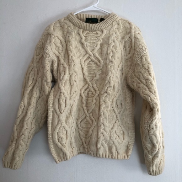 Doogan Donegal Sweaters - Cream irish wool cableknit Aran fisherman sweater